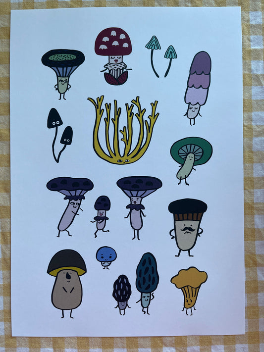A4 Poster Mushroom characters