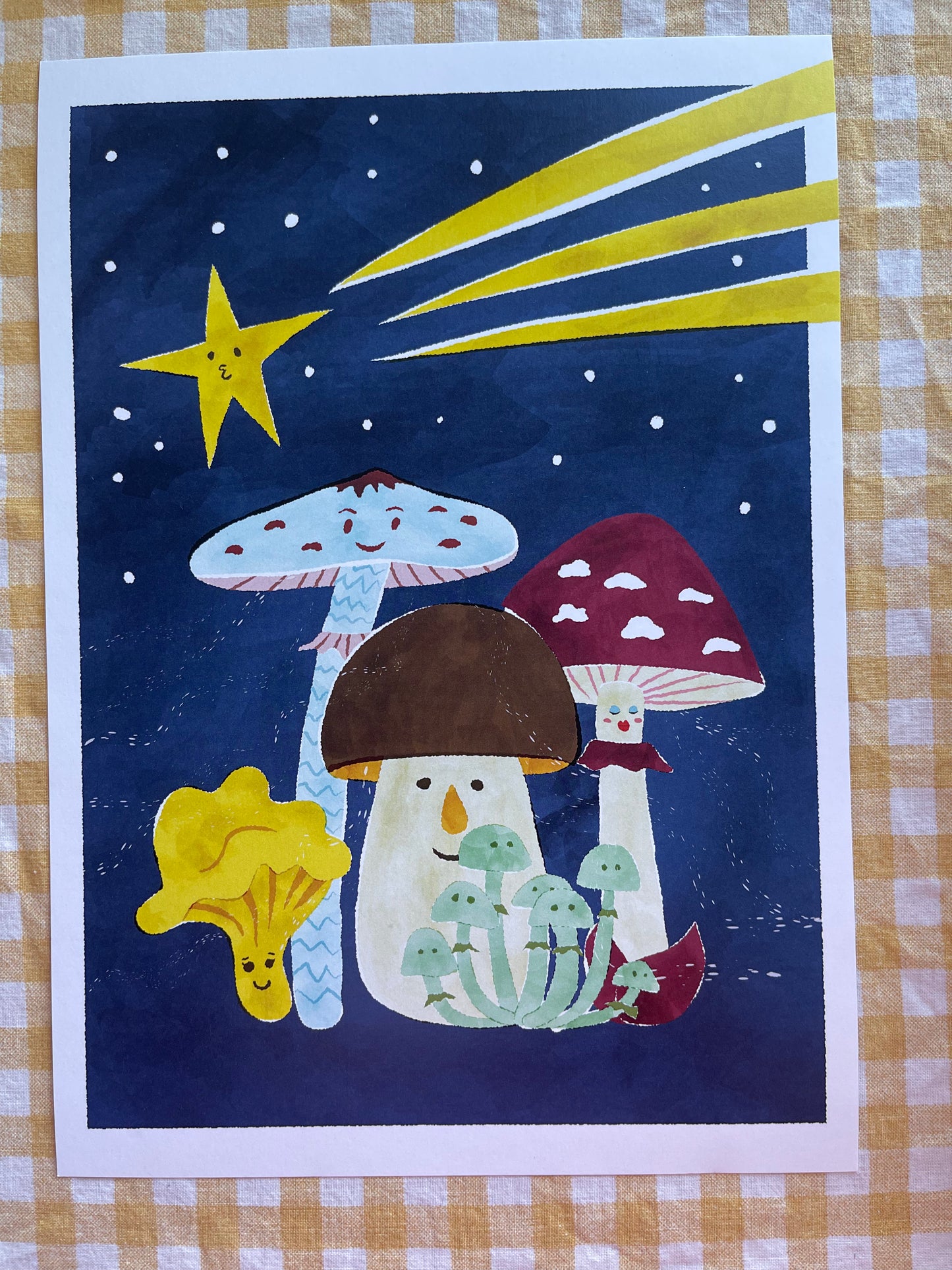 A4 Poster Mushrooms under stars