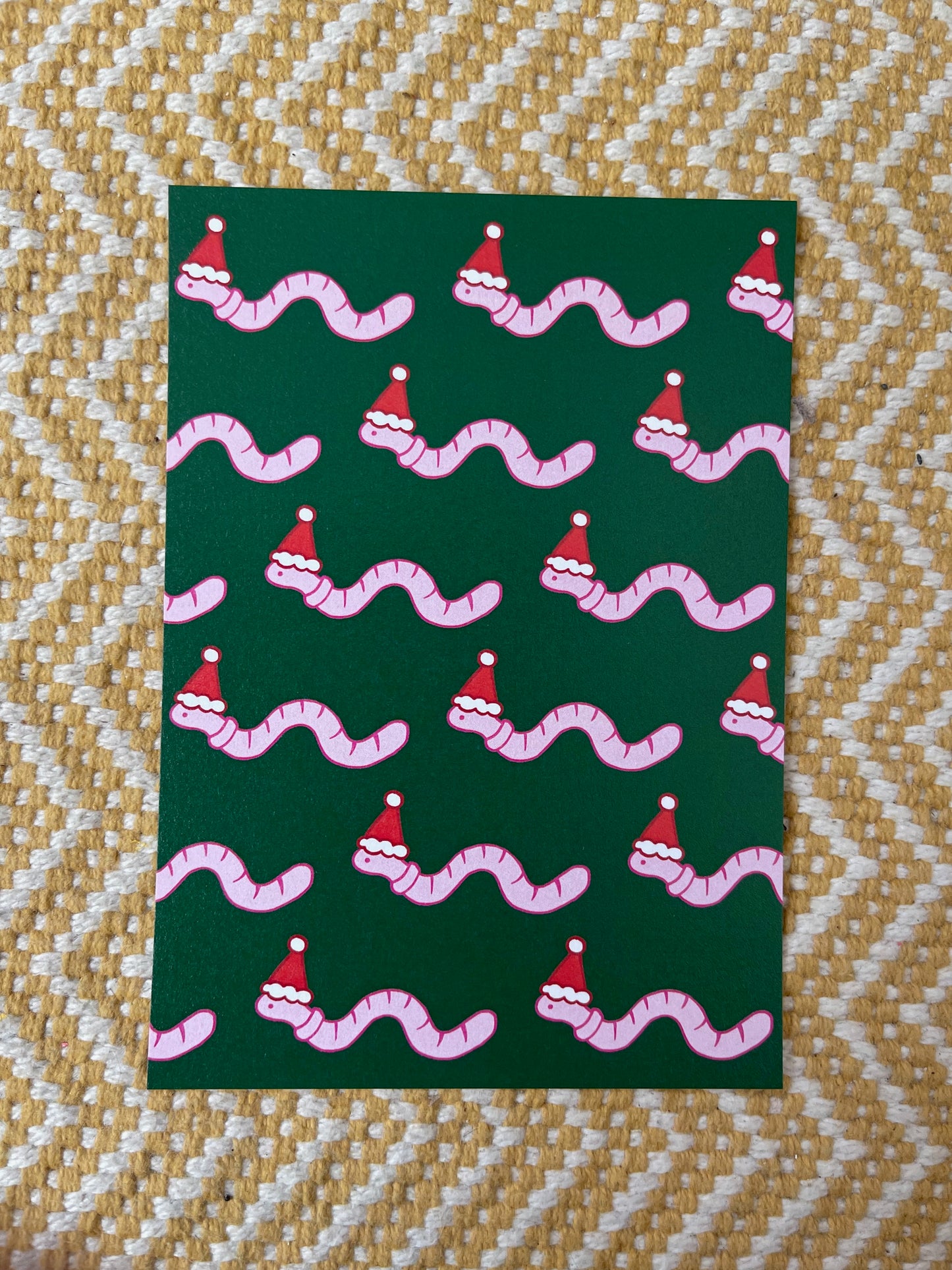 A6 Christmas Card Santa the worm