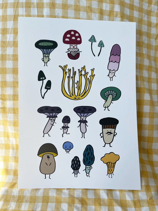 A4 Poster Mushroom characters