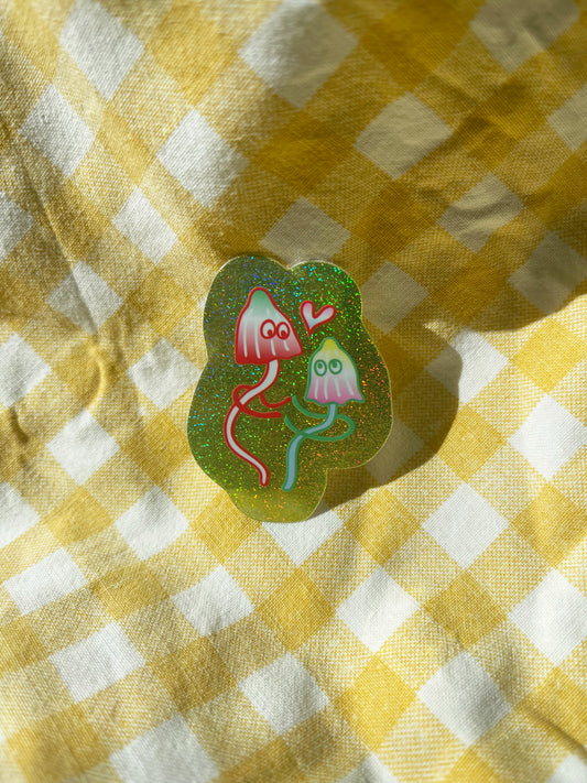 Mushroom Sticker Sparkly love